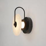 Modern Round Alabaster LED Wall Sconce Elegant Stone Wall Lamp for Interior Living Spaces