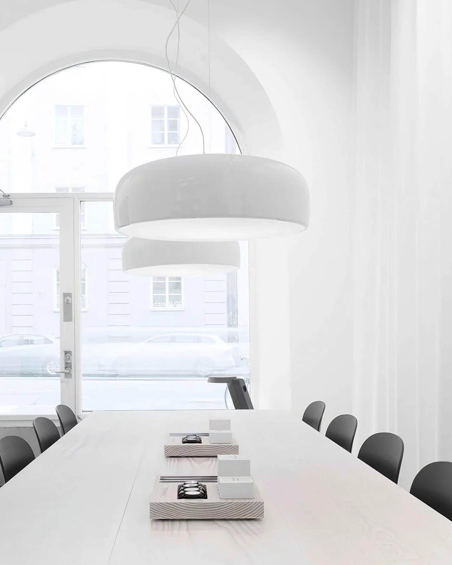Modern Round Aluminum Pendant Light with Soft Diffused Illumination for Contemporary Interior Decor