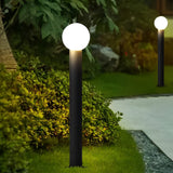 Modern Round Ball LED Outdoor Pathway Lights Waterproof Black Stainless Steel Landscape Garden Lamp