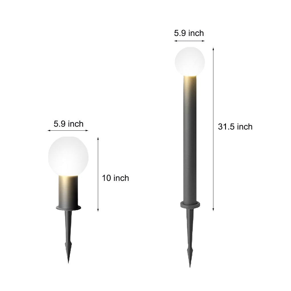 Modern Round Ball LED Outdoor Pathway Lights Waterproof Black Stainless Steel Landscape Garden Lamp