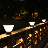 Modern Round Black Solar Post Cap Light Waterproof Outdoor LED Pillar Lantern for Fence Garden