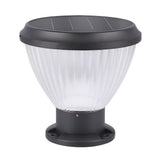 Modern Round Black Solar Post Cap Light Waterproof Outdoor LED Pillar Lantern for Fence Garden