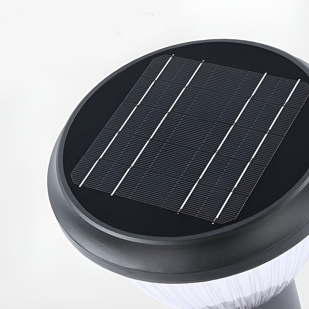 Modern Round Black Solar Post Cap Light Waterproof Outdoor LED Pillar Lantern for Fence Garden