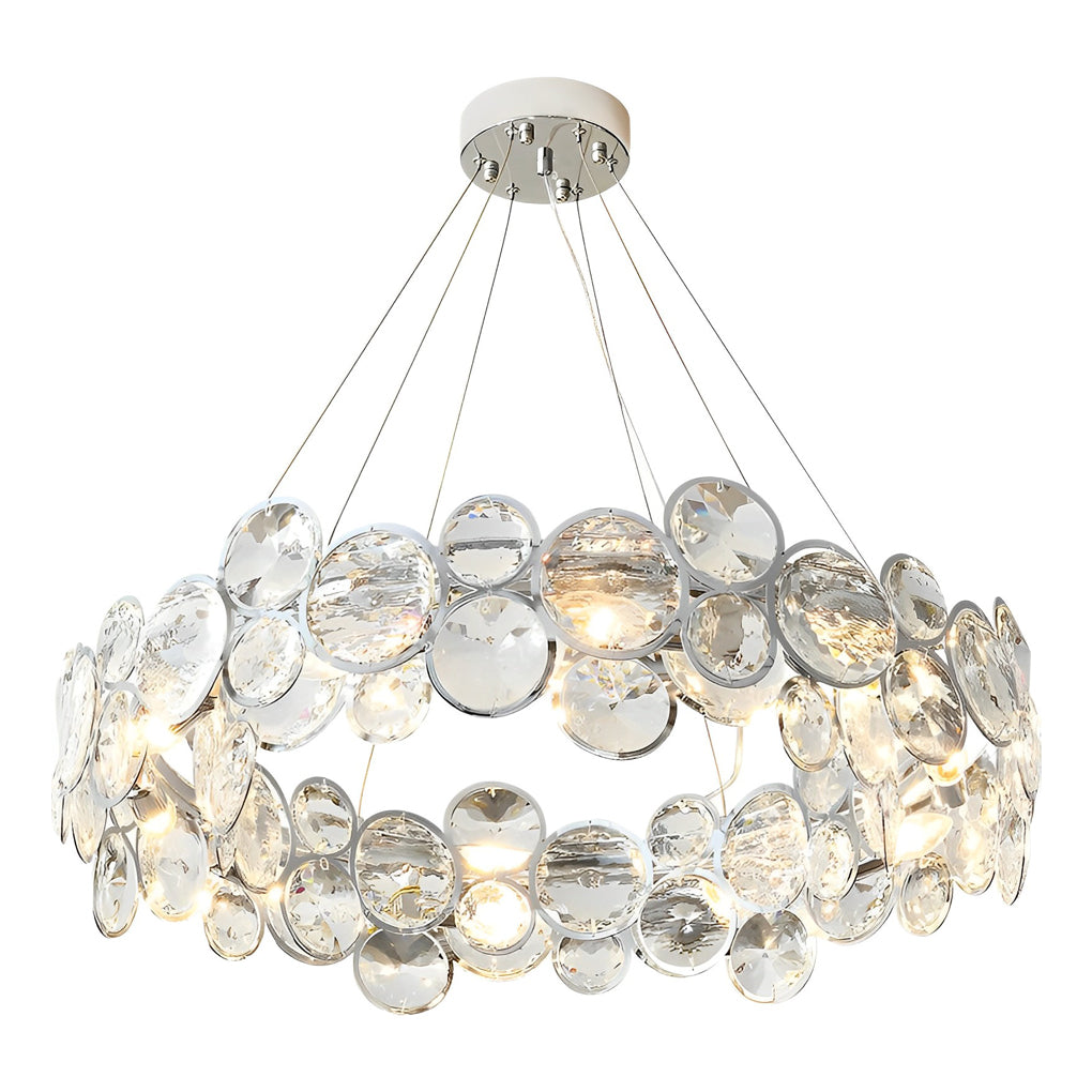 Modern Round Bubble Crystal Chandelier Silver Electroplated Metal Hanging Lamp for Dining Room