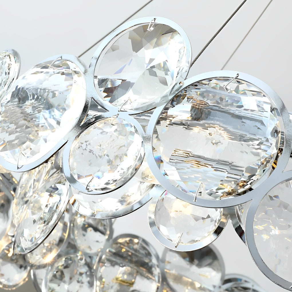 Modern Round Bubble Crystal Chandelier Silver Electroplated Metal Hanging Lamp for Dining Room