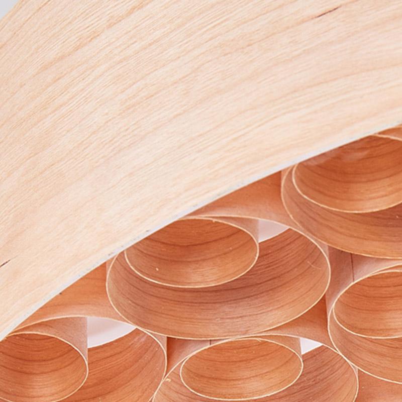 Modern Round Cherry Wood Drum Pendant Light 24 Inch Large Farmhouse LED Hanging Ceiling Fixture