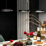 Modern Round Chrome LED Pendant Light Minimalist Aluminum Acrylic Chandelier for Dining Room