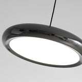 Modern Round Chrome LED Pendant Light Minimalist Aluminum Acrylic Chandelier for Dining Room