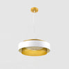 Modern Round Circular LED Pendant Light in Gold and Black Geometric Design