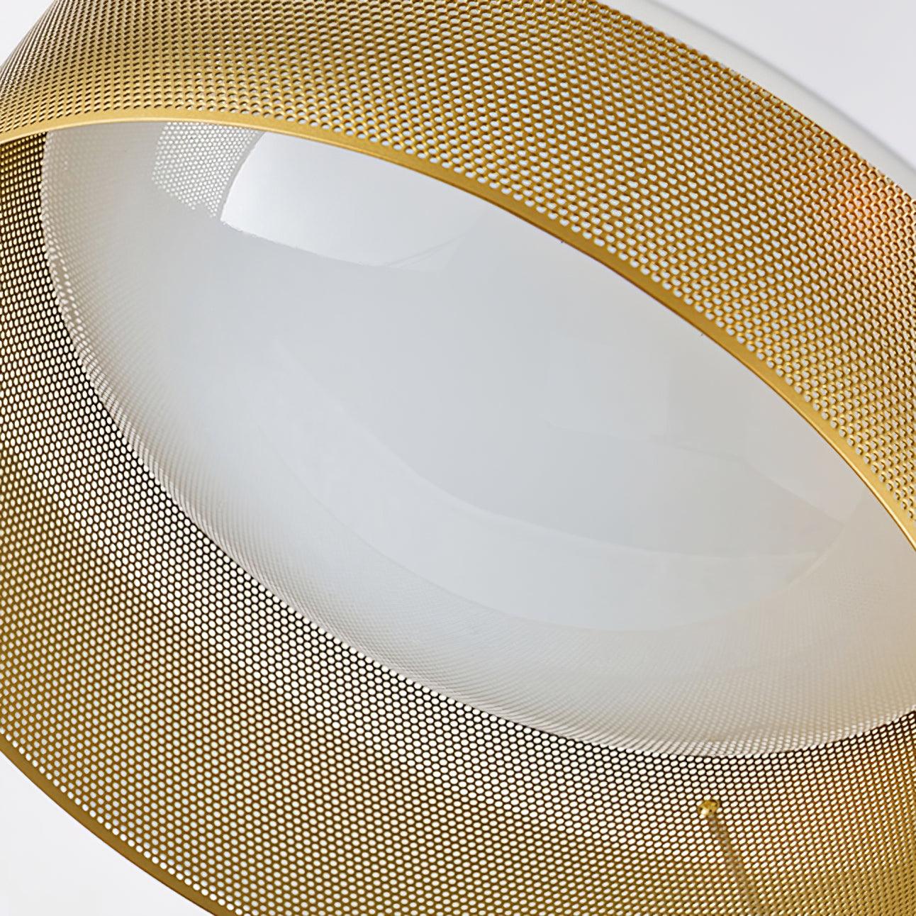 Modern Round Circular LED Pendant Light in Gold and Black Geometric Design