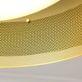 Modern Round Circular LED Pendant Light in Gold and Black Geometric Design