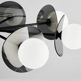 Modern Round Copper Chandelier with Electroplated Glass Shades in Matte Black Finish