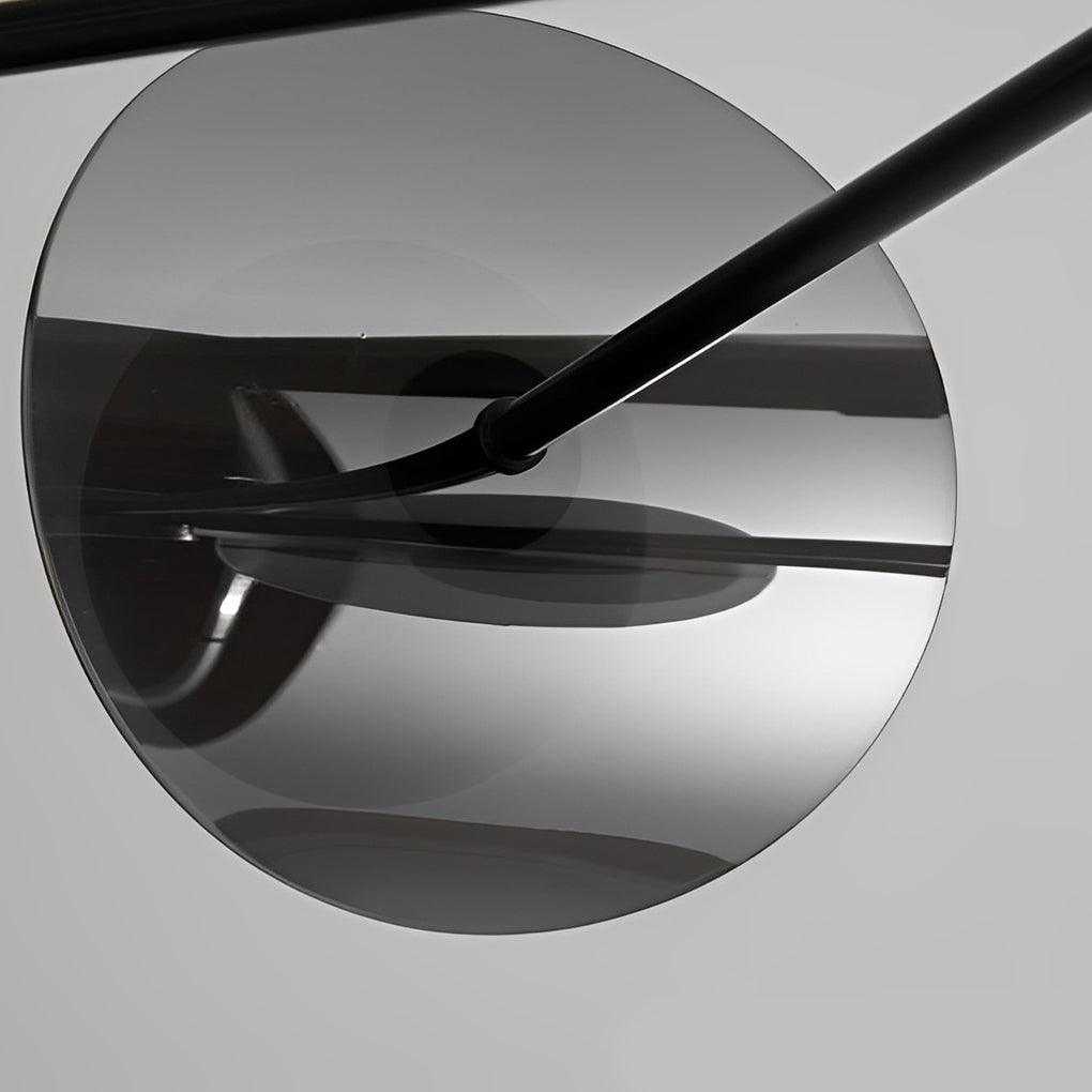 Modern Round Copper Chandelier with Electroplated Glass Shades in Matte Black Finish