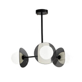 Modern Round Copper Chandelier with Electroplated Glass Shades in Matte Black Finish