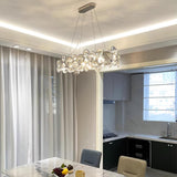 Modern Round Crystal Chandelier in Chrome Finish Elegant Flush Mount Ceiling Lighting