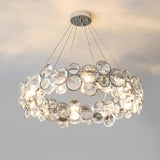 Modern Round Crystal Chandelier in Chrome Finish Elegant Flush Mount Ceiling Lighting