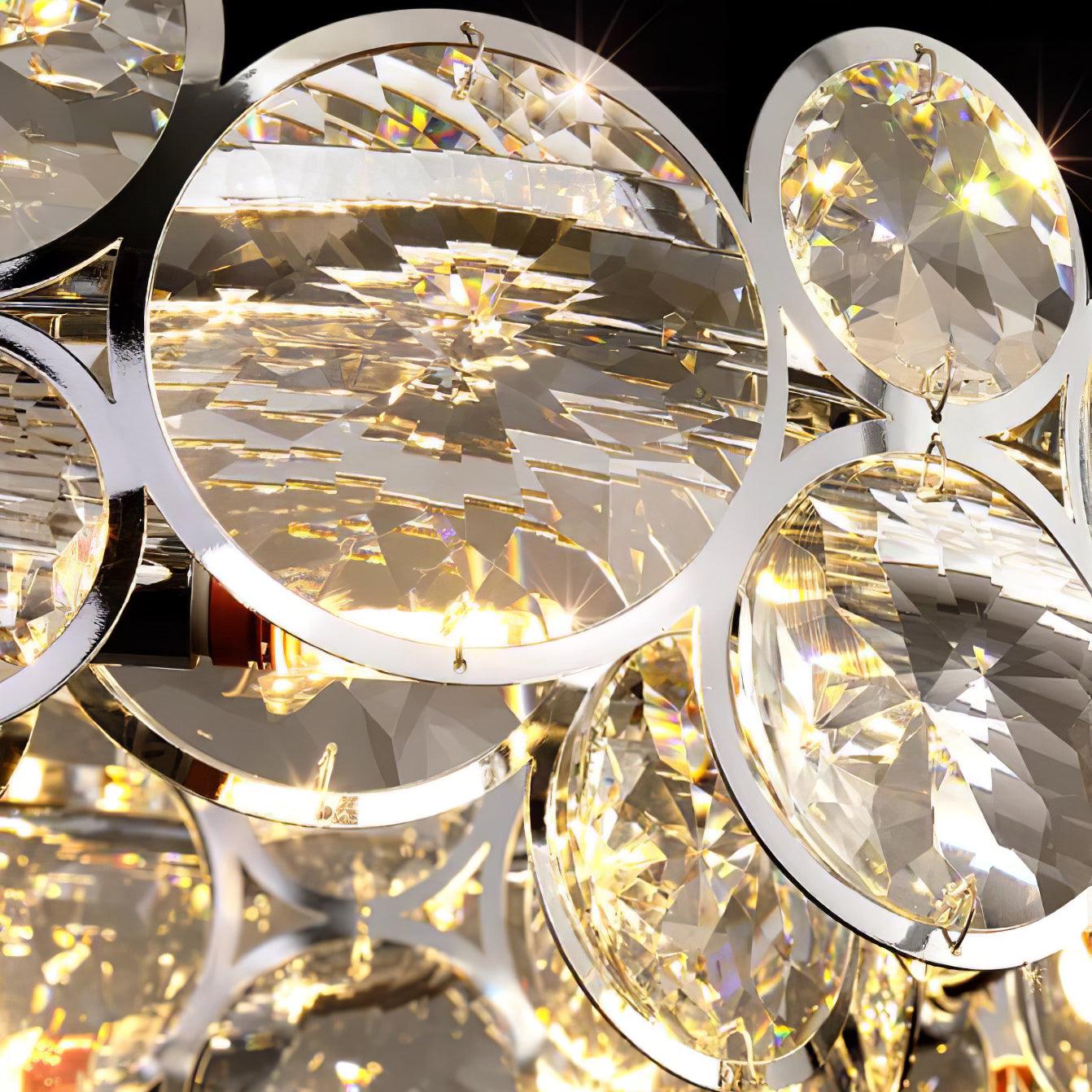Modern Round Crystal Chandelier in Chrome Finish Elegant Flush Mount Ceiling Lighting