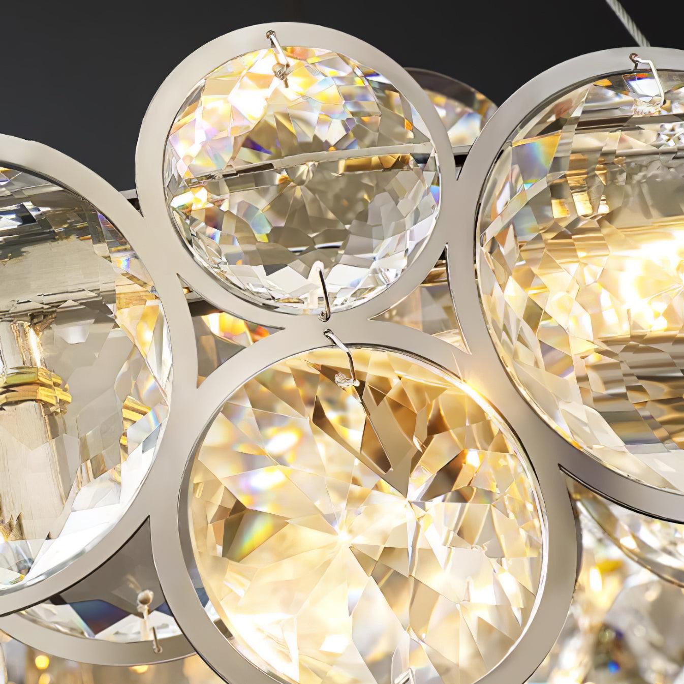 Modern Round Crystal Chandelier in Chrome Finish Elegant Flush Mount Ceiling Lighting