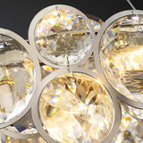 Modern Round Crystal Chandelier in Chrome Finish Elegant Flush Mount Ceiling Lighting