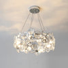Modern Round Crystal Chandelier in Chrome Finish Elegant Flush Mount Ceiling Lighting