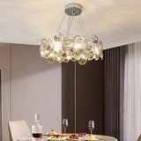 Modern Round Crystal Chandelier in Chrome Finish Elegant Flush Mount Ceiling Lighting