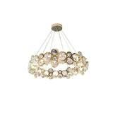 Modern Round Crystal Chandelier in Chrome Finish Elegant Flush Mount Ceiling Lighting