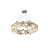 Modern Round Crystal Chandelier in Chrome Finish Elegant Flush Mount Ceiling Lighting