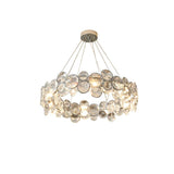 Modern Round Crystal Chandelier in Chrome Finish Elegant Flush Mount Ceiling Lighting