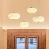 Modern Round Crystal Drum LED Pendant Light with 3 Color Dimming Chrome Finish