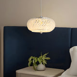 Modern Round Crystal Drum LED Pendant Light with 3 Color Dimming Chrome Finish