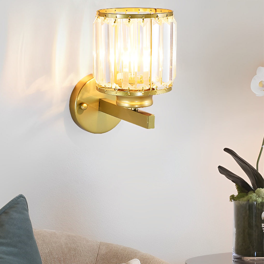 Modern Round Crystal Glass Wall Sconce Plug In Luxury Postmodern Lighting for Bedroom