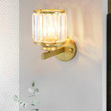 Modern Round Crystal Glass Wall Sconce Plug In Luxury Postmodern Lighting for Bedroom