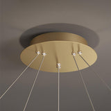 Modern Round Crystal LED Pendant Light Gold Floating Ring Chandelier Ceiling Fixture