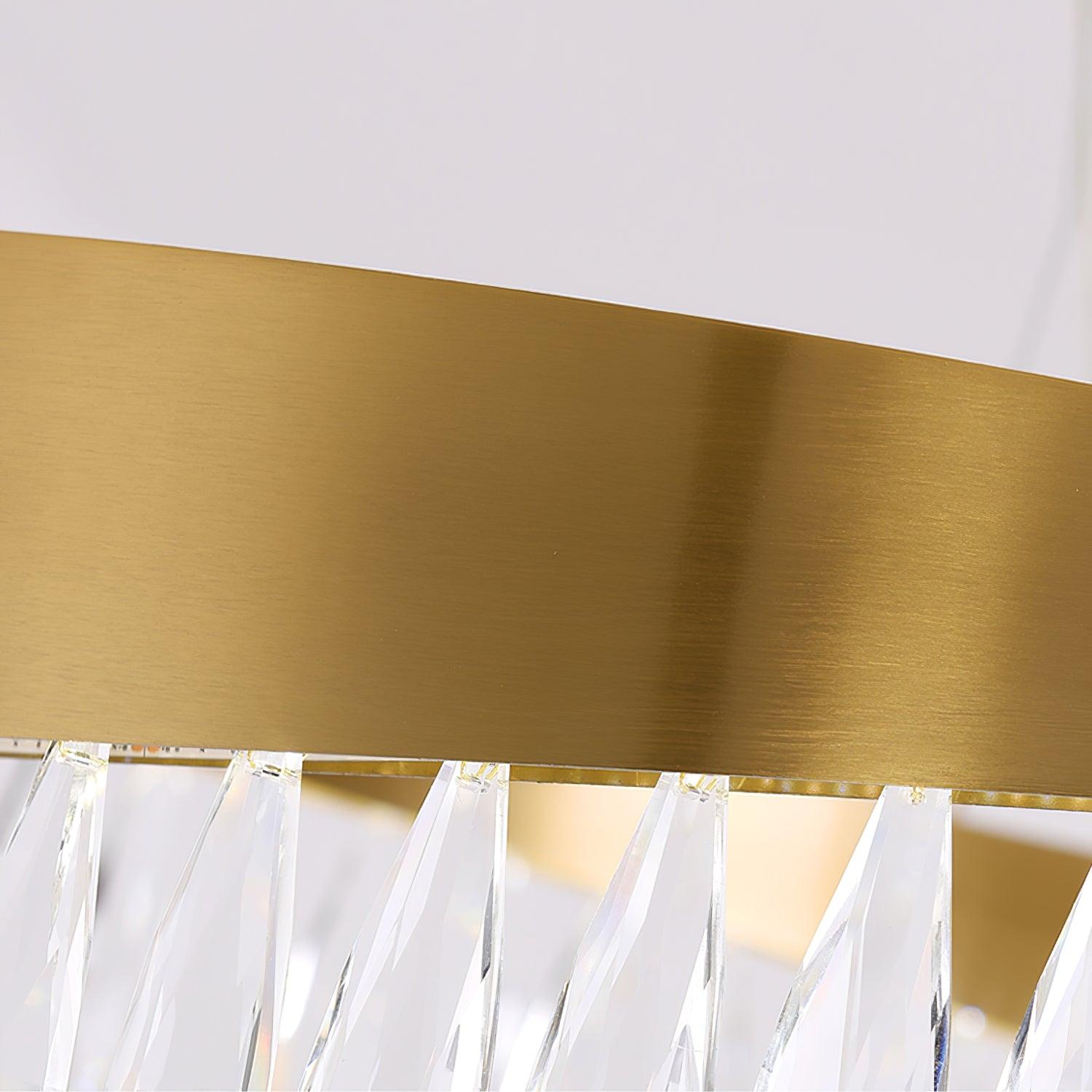 Modern Round Crystal Stick LED Chandelier Pendant Light with Copper Finish for Living and Dining Rooms