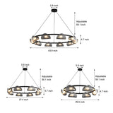 Modern Round Curved Striped Glass LED Chandelier Nordic Smoke Gray Dimmable Pendant