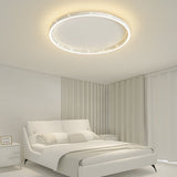 Dimmable Round LED Flush Mount Ceiling Light with Modern Hollow Edge Design for Bedroom