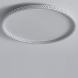 Dimmable Round LED Flush Mount Ceiling Light with Modern Hollow Edge Design for Bedroom