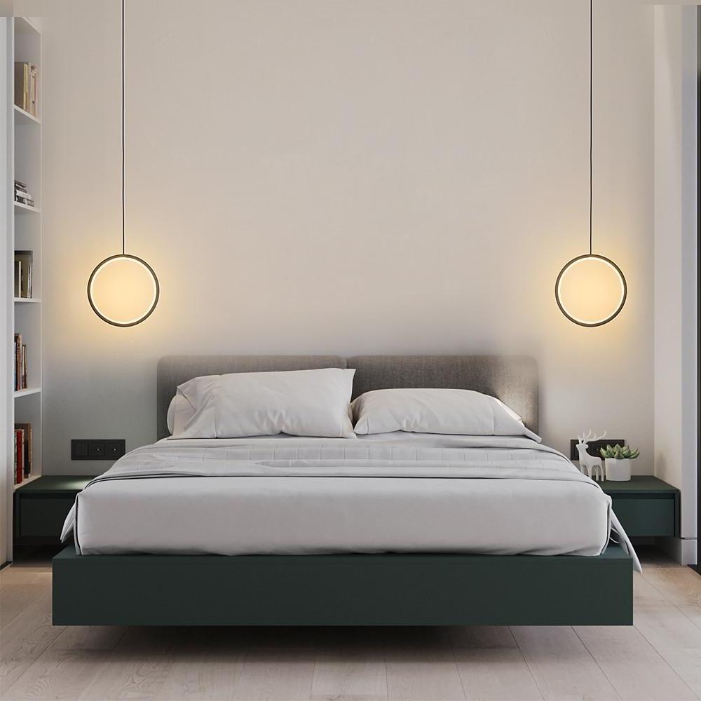 Modern Round Dual LED Pendant Light with Acrylic Shade for Living Room and Dining Area