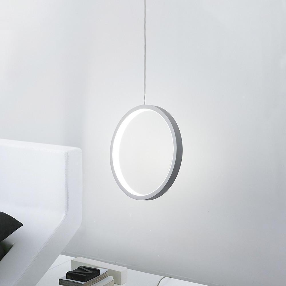 Modern Round Dual LED Pendant Light with Acrylic Shade for Living Room and Dining Area