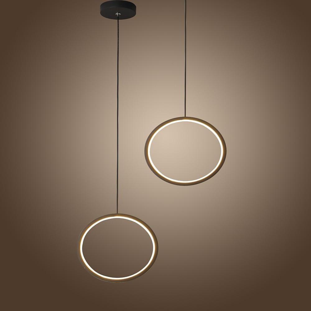 Modern Round Dual LED Pendant Light with Acrylic Shade for Living Room and Dining Area