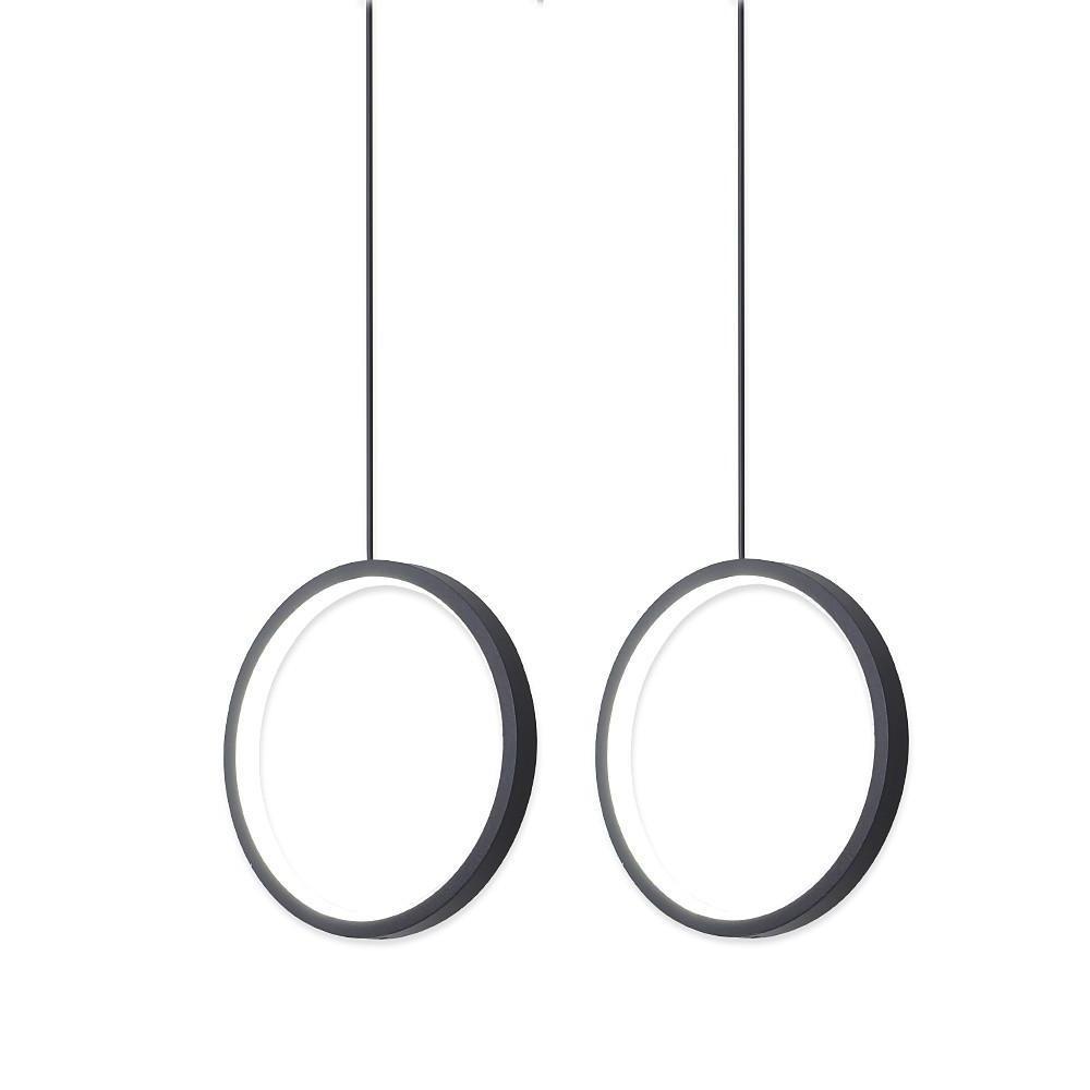 Modern Round Dual LED Pendant Light with Acrylic Shade for Living Room and Dining Area