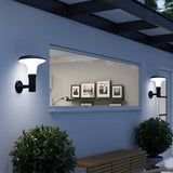Modern Round Flower Solar Wall Lamp Waterproof Outdoor LED Sconce in Black