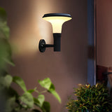 Modern Round Flower Solar Wall Lamp Waterproof Outdoor LED Sconce in Black