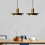Modern Round Flying Saucer LED Pendant Light Electroplated Iron Kitchen Island Hanging Lamp