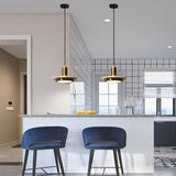 Modern Round Flying Saucer LED Pendant Light Electroplated Iron Kitchen Island Hanging Lamp
