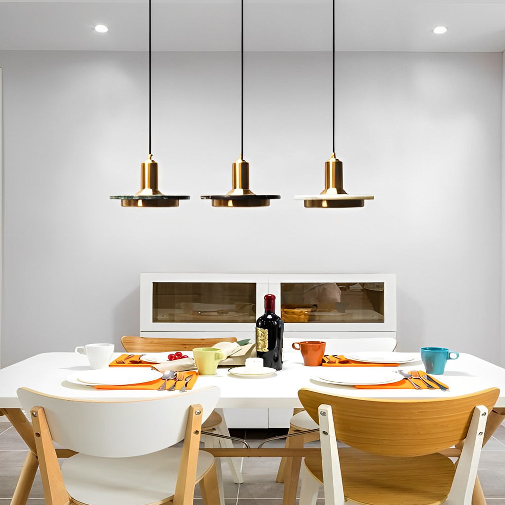 Modern Round Flying Saucer LED Pendant Light Electroplated Iron Kitchen Island Hanging Lamp