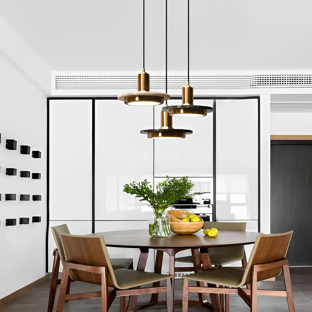 Modern Round Flying Saucer LED Pendant Light Electroplated Iron Kitchen Island Hanging Lamp
