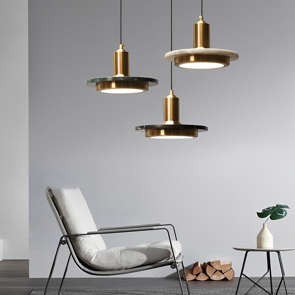 Modern Round Flying Saucer LED Pendant Light Electroplated Iron Kitchen Island Hanging Lamp