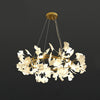 Modern Round Ginkgo Leaf Chandelier with Handcrafted Ceramic Petals and Metal Frame
