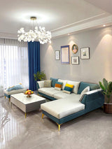 Modern Round Ginkgo Leaf Chandelier with Handcrafted Ceramic Petals and Metal Frame